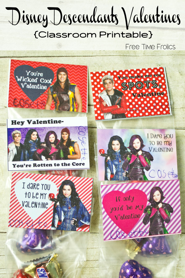 Disney Descendants classroom valentine via www.freetimefrolics.com #freeprintable