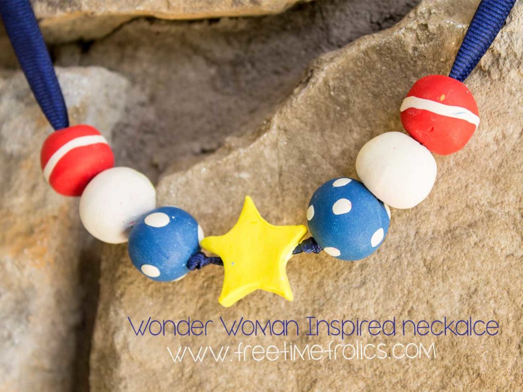 wonder woman inspired clay necklace www.freetimefrolics.com