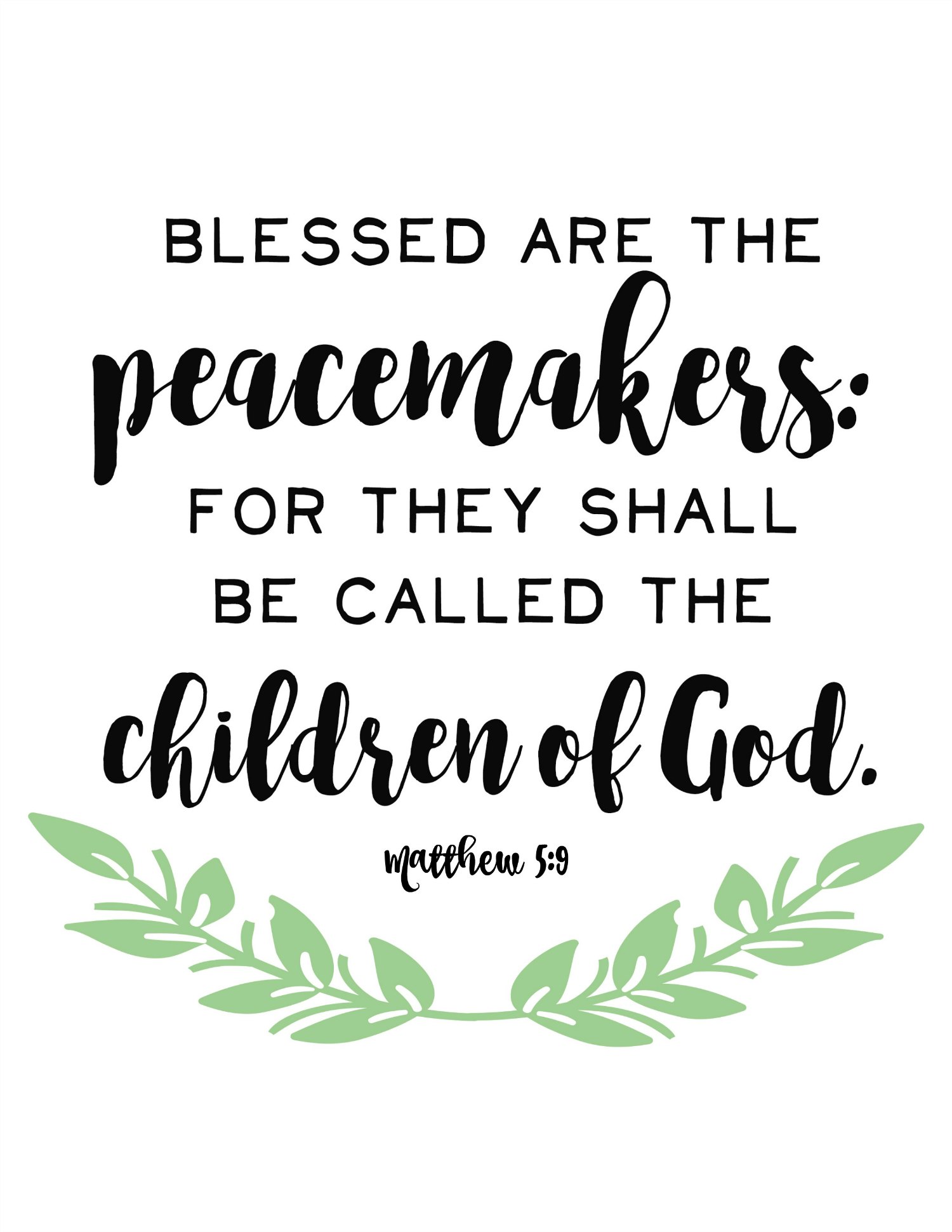 Peacemakers free printable Matthew 5