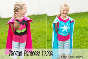 Frozen princess capes diy via www.freetimefrolics.com #sewing #elsa #anna