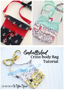 embellished cross-body bag sewing tutorial www.freetimefrolics.com #ribbonretreat #ribbon #fringe #buttons