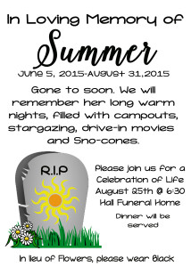 Funeral for summer invite www.freetimefrolics.com