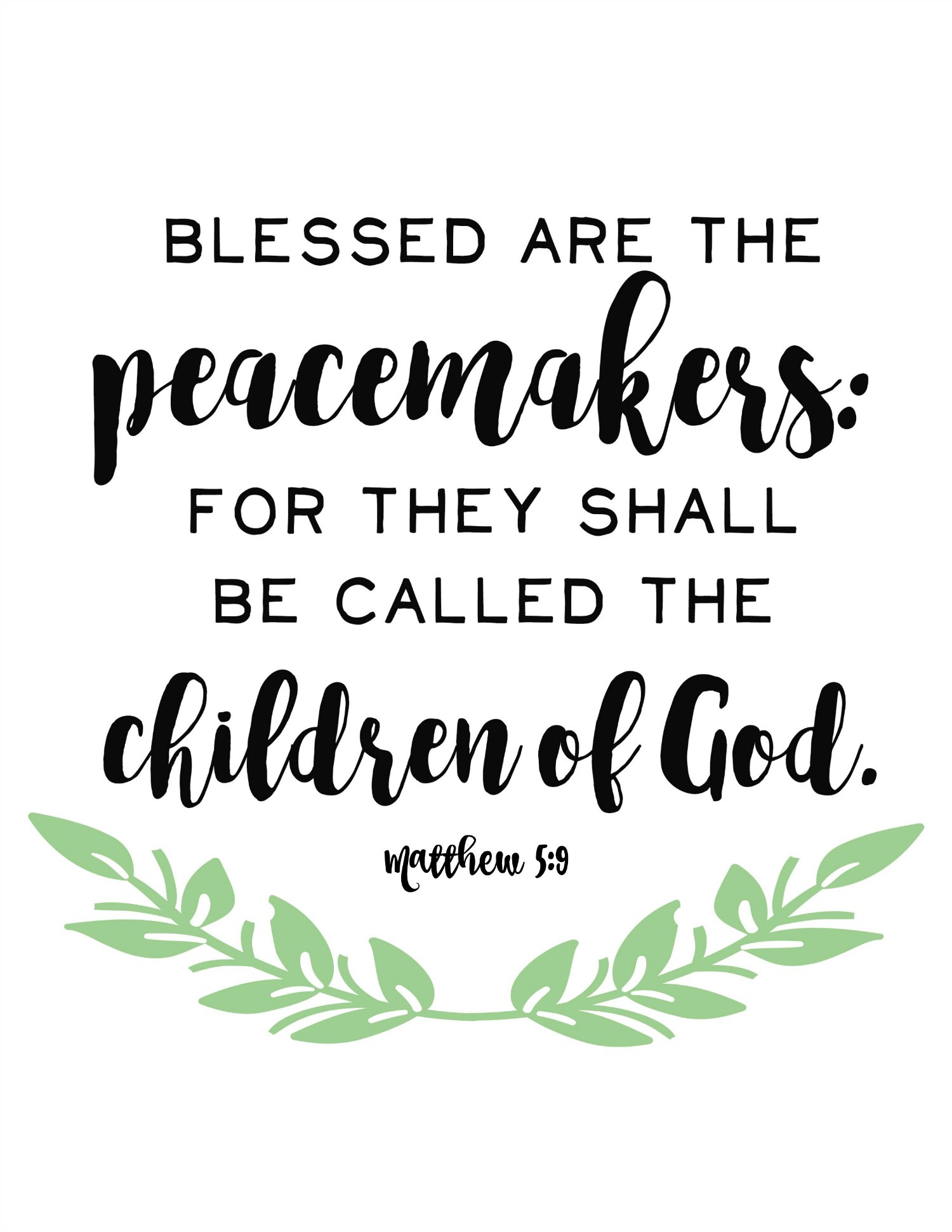 Blessed are the Peacemakers Free Printable - Free Time Frolics